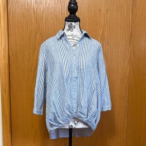 Just Living Blue Striped Women's Top